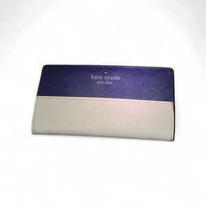 kate spade Two-Tone Navy and Cream Continental Wallet